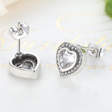 925 Silver sterling Sparkling Love twin Heart Studs Earrings + gift box