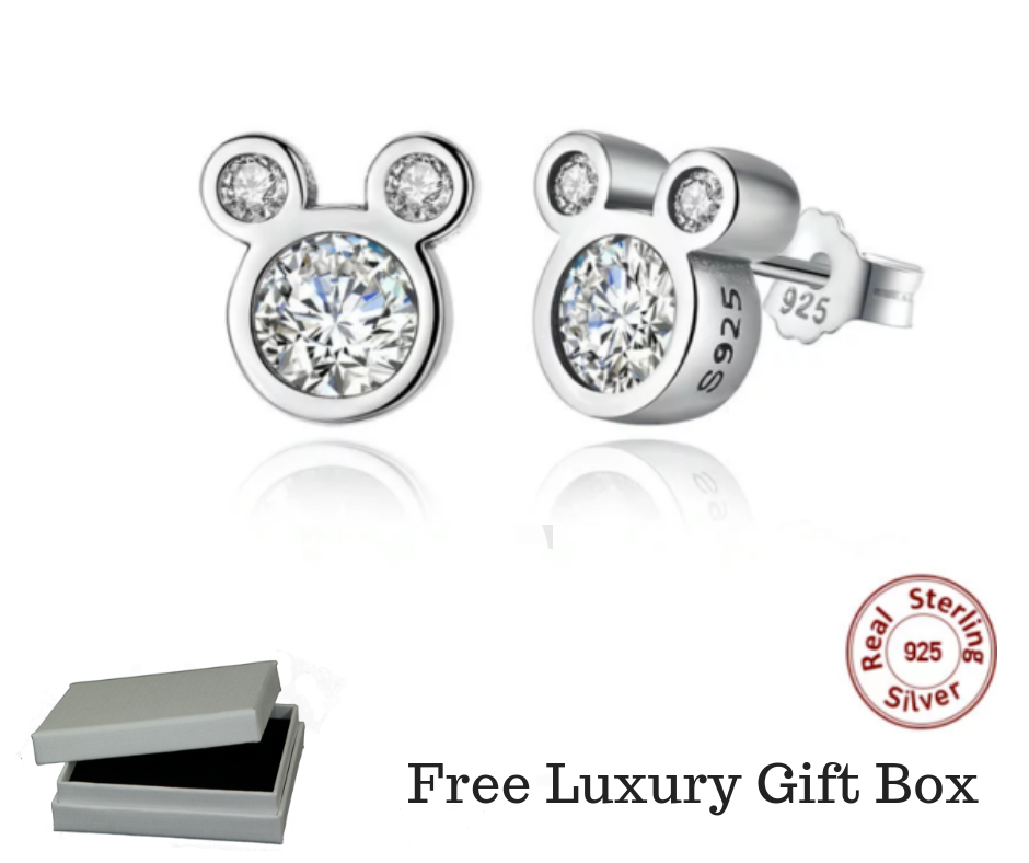Silver Sterling Dazzling Mickey Mouse Earrings