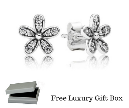 Silver Sterling Pink Cherry Blossom Primrose Floral Earrings