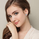 925 Silver sterling Sparkling Love twin Heart Studs Earrings + gift box