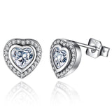 925 Silver sterling Sparkling Love twin Heart Studs Earrings + gift box