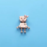 Silver / Gold Bella Bot Robot Pink Bow Girl Friend Charm