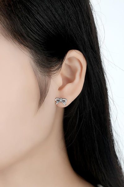 PAIR OF SPARKLING DELICATE BOW STUDS