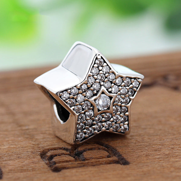 Silver Sterling Pave Wishing Star Charm