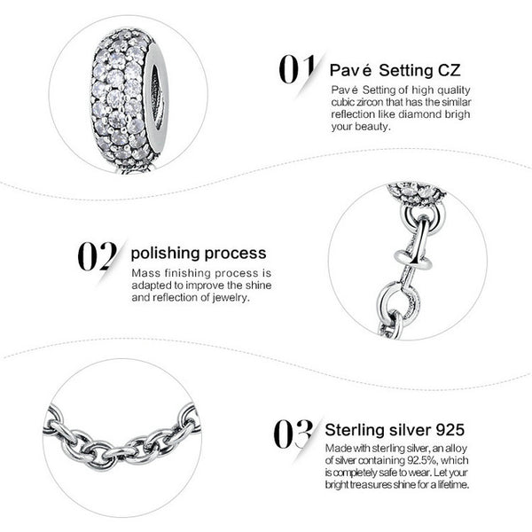 Silver Sterling PAVÉ INSPIRATION Stone Safety Chain