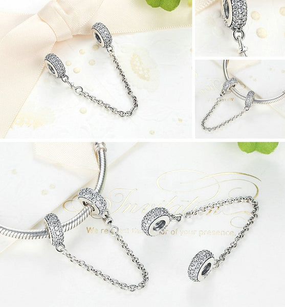 Silver Sterling PAVÉ INSPIRATION Stone Safety Chain