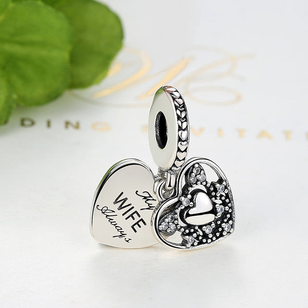 My Wife Always love Heart Anniversary Pendant Charm
