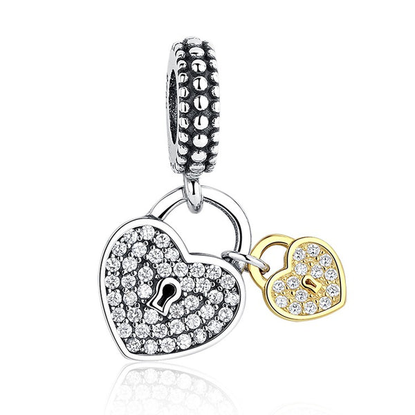 Silver Plated Love Locks two tone Charm