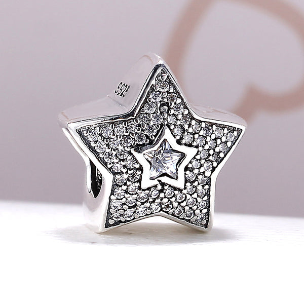 Silver Sterling Pave Wishing Star Charm fits pandora bracelets