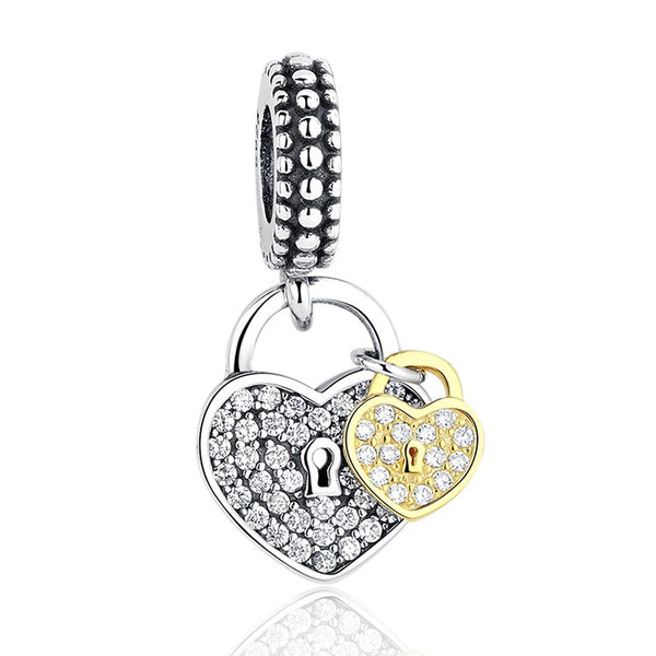 Silver Sterling Love Locks two tone Charm