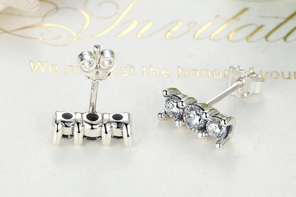 Sterling Silver Delicate Sparkling Elegance Stud Earrings + gift box