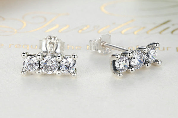 Sterling Silver Delicate Sparkling Elegance Stud Earrings + gift box