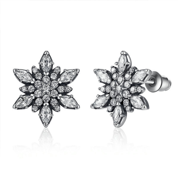 Delicate Crystallised Snowflake Stud Earrings pandora