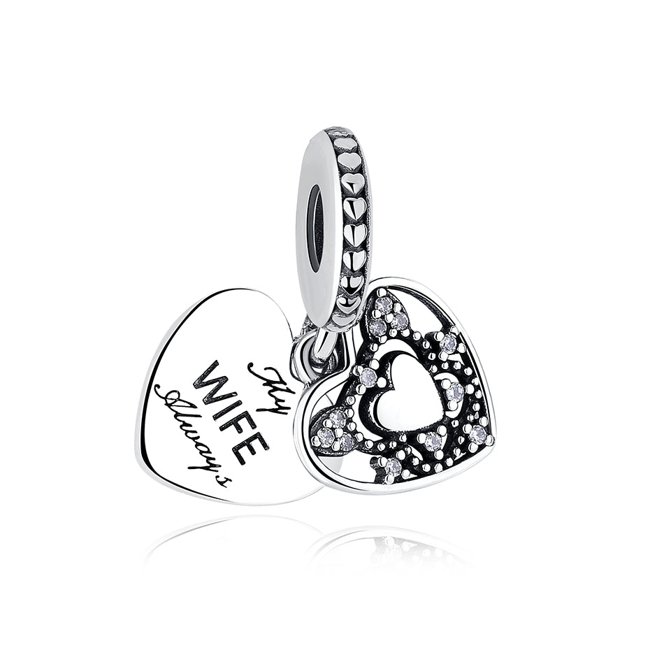 My Wife Always love Heart Anniversary Pendant Charm