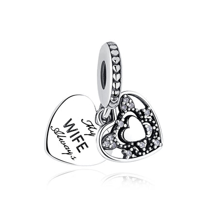 925 SILVER FOREVER SISTERS LOVE PINK CZ PENDANT CHARM