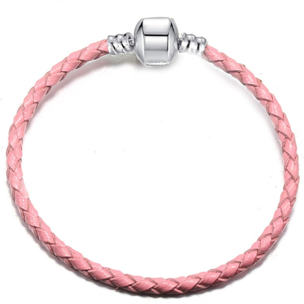 Silver Plated Leather Woven Braided Cord Bracelet