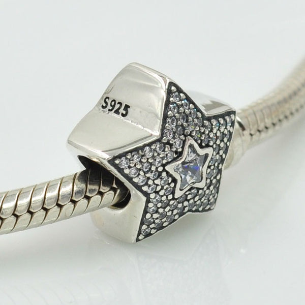 Silver Sterling Pave Wishing Star Charm