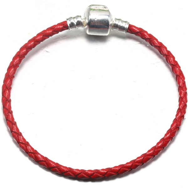Silver Plated Leather Woven Braided Cord Bracelet