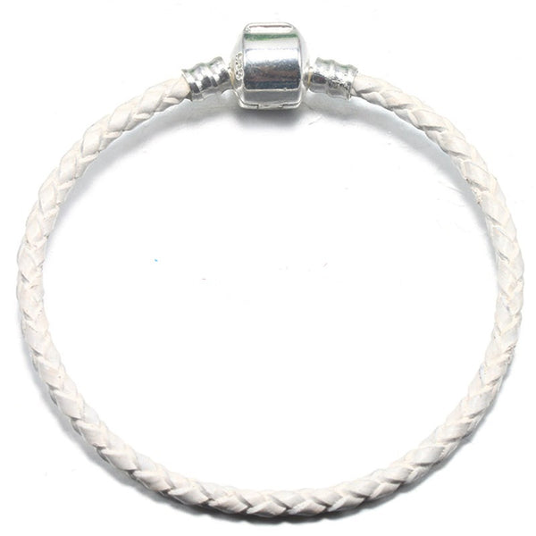 Silver Plated Leather Woven Braided Cord Bracelet