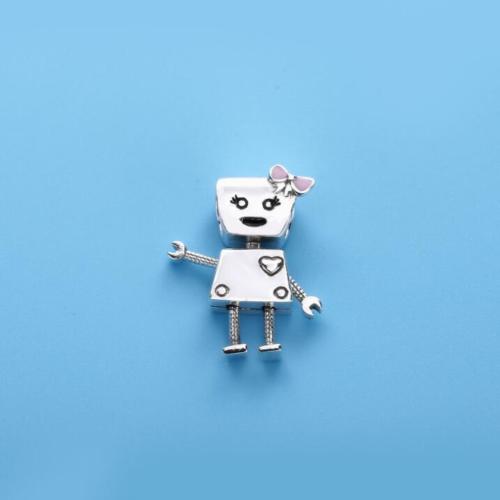 925 Silver Bella Bot Pink Robot Girl Friend Charm