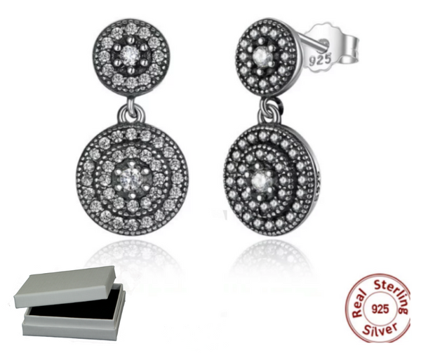 Silver Sterling Radiant Elegance Drop Sparkling Earrings