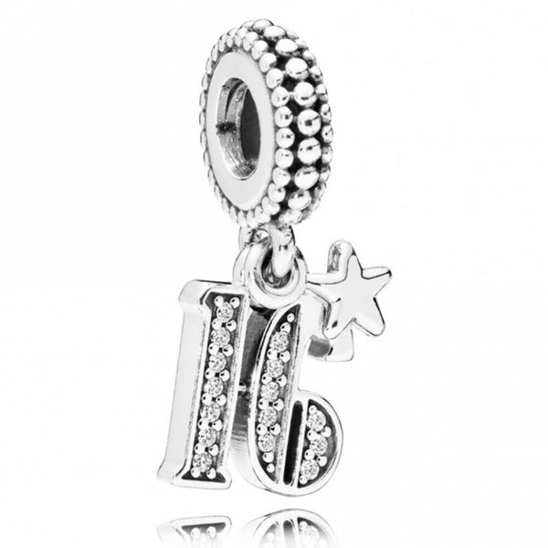 925 Silver Sterling celebration Birthday number Pendant Charm