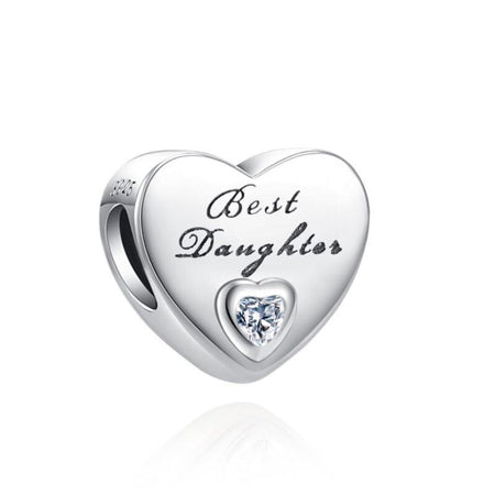 925 silver Best Sister Love Heart Stone Charm