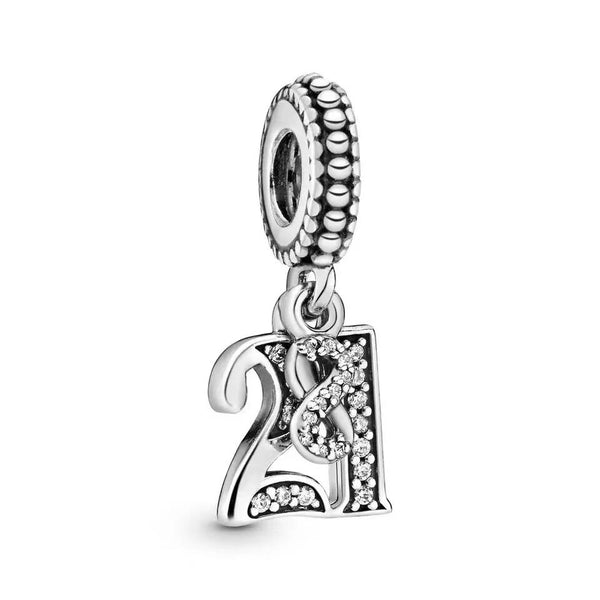 925 Silver Sterling celebration Birthday number Pendant Charm