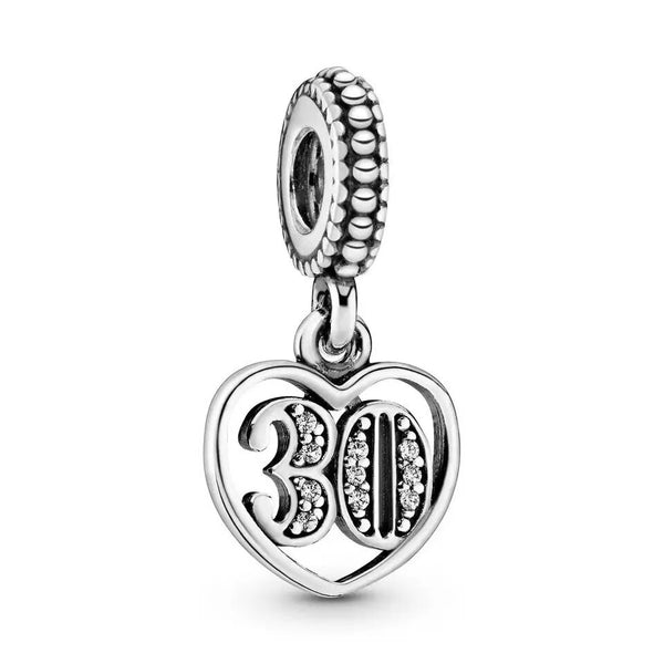 925 Silver Sterling celebration Birthday number Pendant Charm