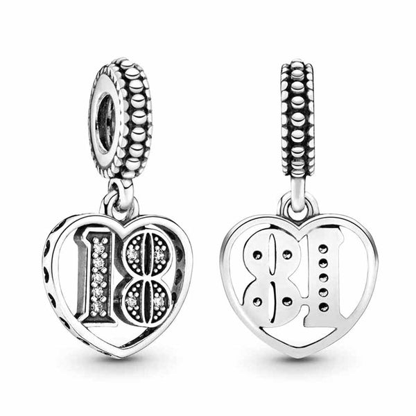 925 Silver Sterling celebration Birthday number Pendant Charm