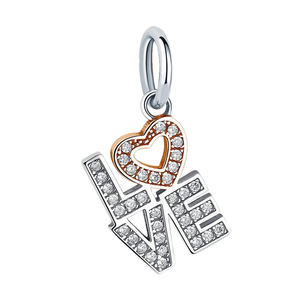 LOVE Gold Heart Dangle Pendant Charm