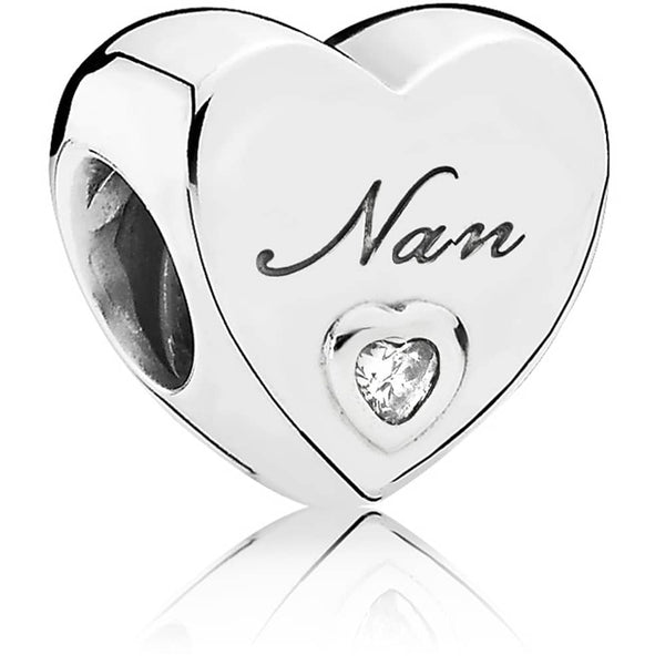 Sterling Silver Grand mother Grandma NAN Heart Charm