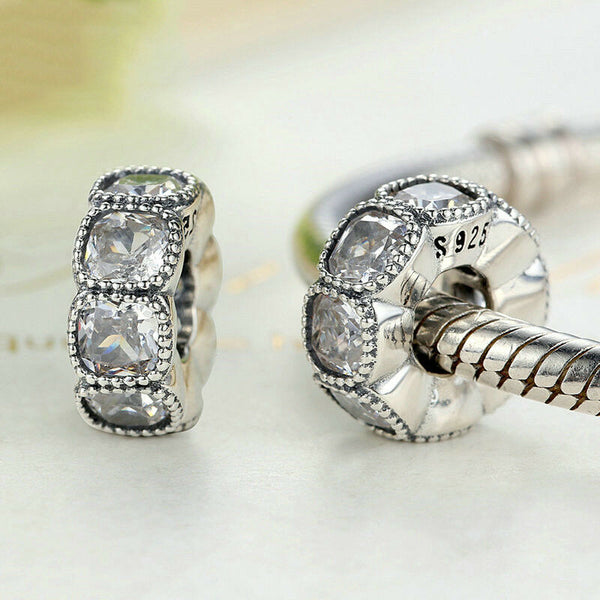 Vintage Allure Alluring Cushion CZ Stone Slim Spacer Charm
