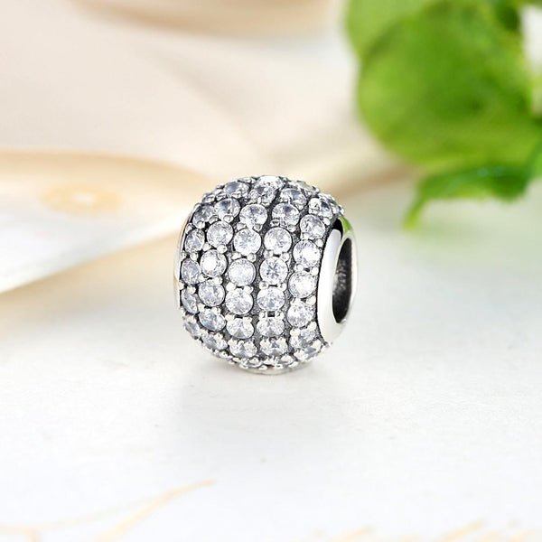 Silver Sterling white crystal Pave Ball Charm
