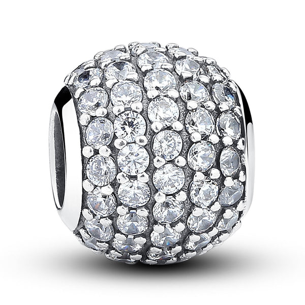 white crystal Pave Ball Pendant Charm alike pandora style