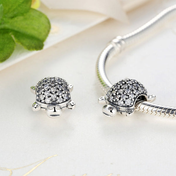 Silver Sterling pave sea turtle pet Charm