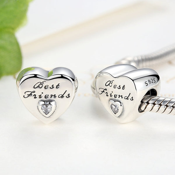 BEST FRIENDS BFF Love Heart Stone Charm