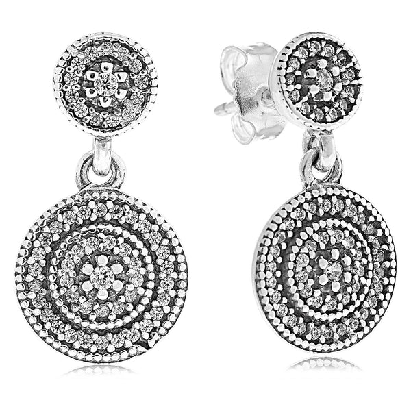 Silver Sterling Radiant Elegance Drop Sparkling Earrings