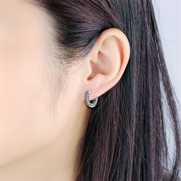 925 Silver Sterling Sparkling HOOP EARRINGS