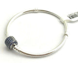 925 Silver Starter Moments Bracelet Blue Pave Barrel Clasp