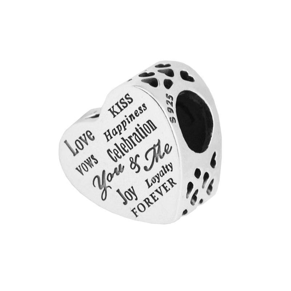 Sterling silver LOVE KISS VOWS HAPPINESS YOU & ME JOY Charm