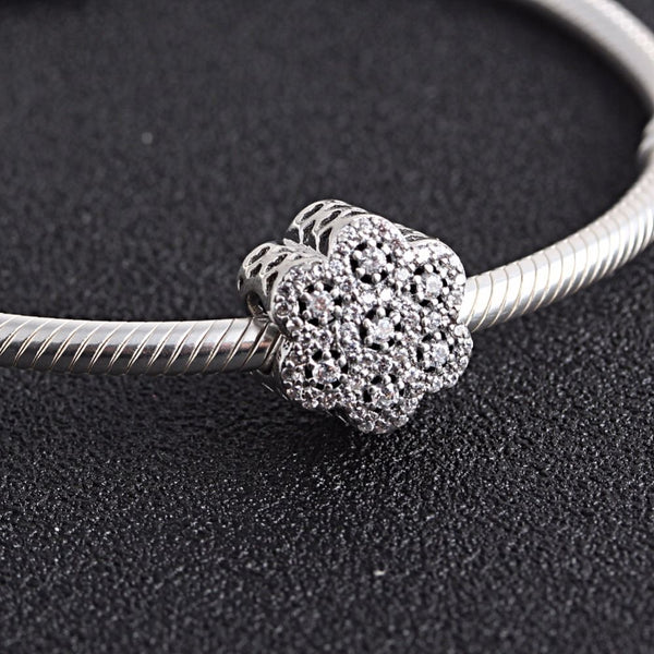 Silver Sterling snowflake ice Floral Crystal Charm