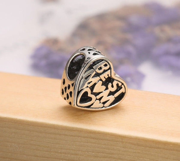 Best Mom Mum Heart Mothers Day Charm