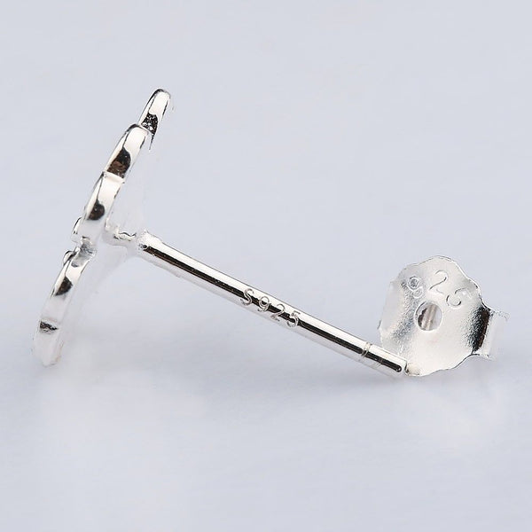 Silver Sterling White Enamel Primrose Floral Earrings