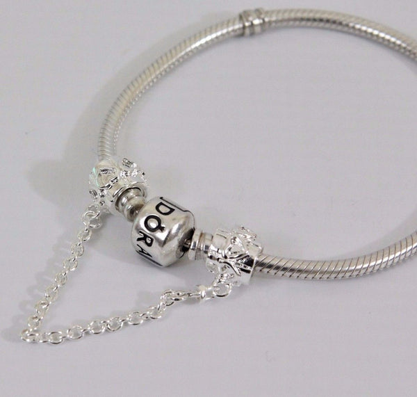 Silver Plated Love hearts pattern safety chain