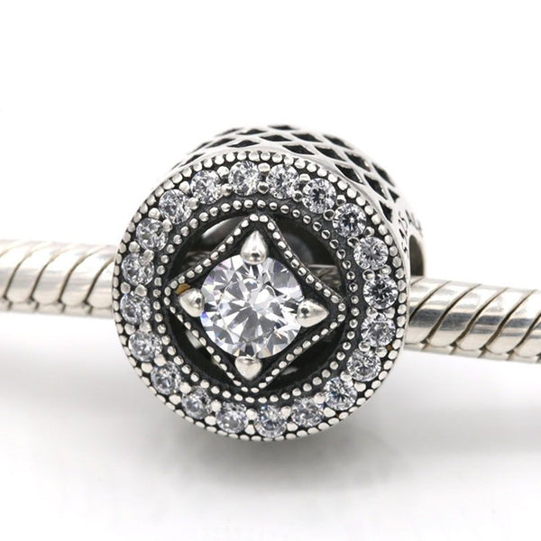 925 Silver Sterling Vintage Allure Stone Charm for pandora bracelets