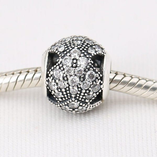 925 Silver crystal Pave Paper Fan Ball charm