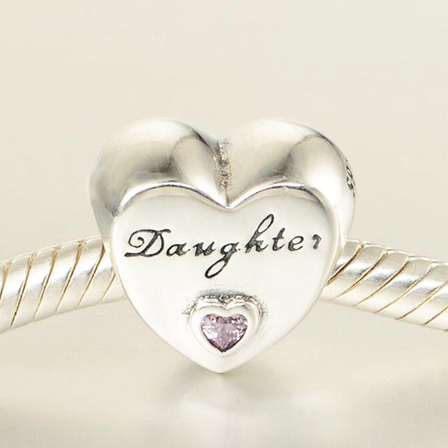 Mother Daughter Love Heart Stone Charm