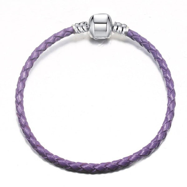 Silver Plated Leather Woven Braided Cord Bracelet