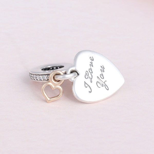 I Love You Forever Gold Heart Pendant Charm